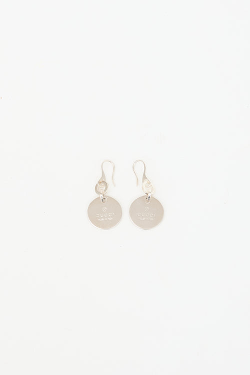 Gucci Sterling Silver Logo Drop Earrings