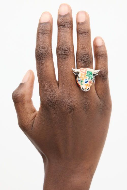 Gucci Sterling Silver & Multicolour Anger Forest Ring