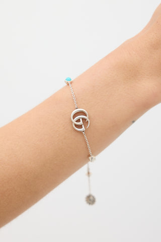 Gucci Sterling Silver & Multicolour Logo Jewel Bracelet