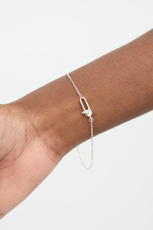 Gucci Sterling Silver Trademark Heart Bracelet