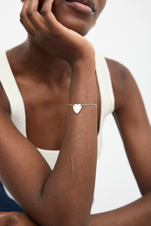 Gucci Sterling Silver Trademark Heart Bracelet