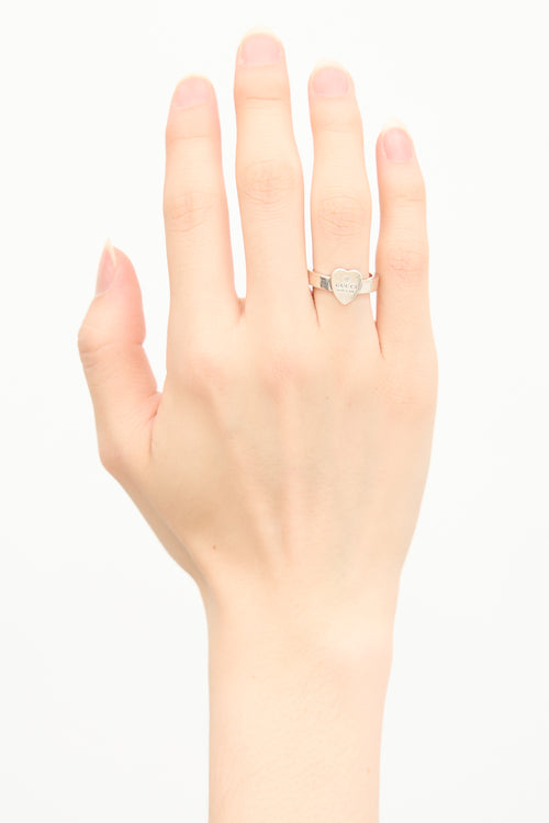 Gucci Sterling Silver Trademark Heart Ring