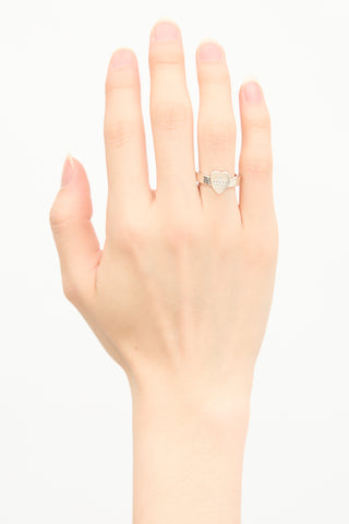 Gucci Sterling Silver Trademark Heart Ring