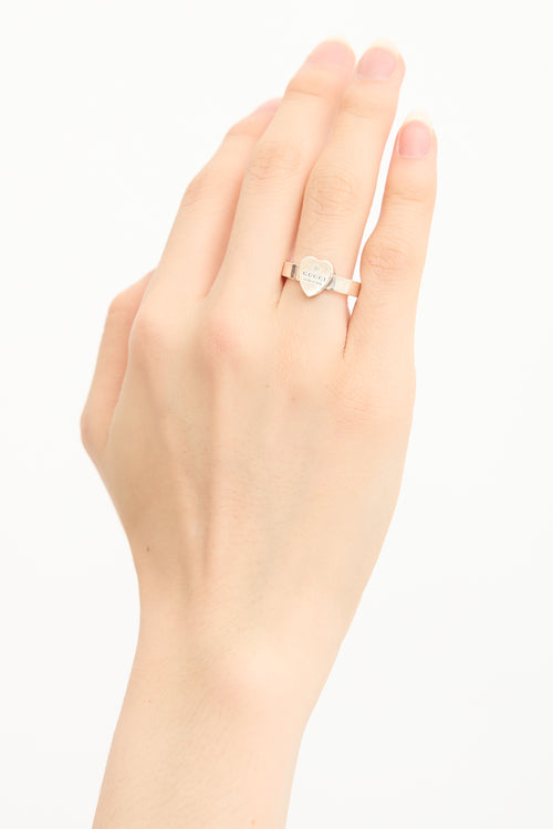 Gucci Sterling Silver Trademark Heart Ring