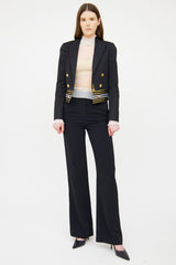 Gucci Black & Gold Stripe Cropped Blazer