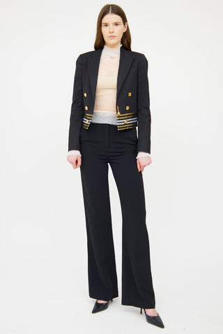 Gucci Black & Gold Stripe Cropped Blazer