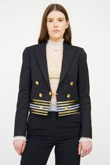 Gucci Black & Gold Stripe Cropped Blazer
