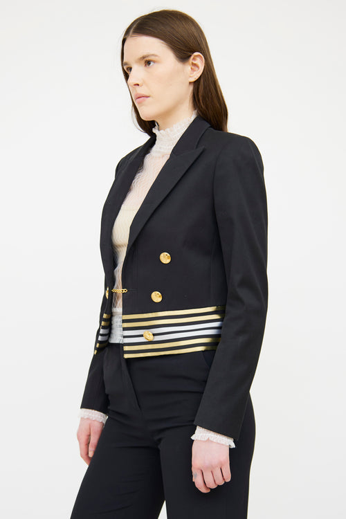 Gucci Black & Gold Stripe Cropped Blazer