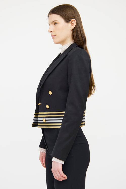 Gucci Black & Gold Stripe Cropped Blazer