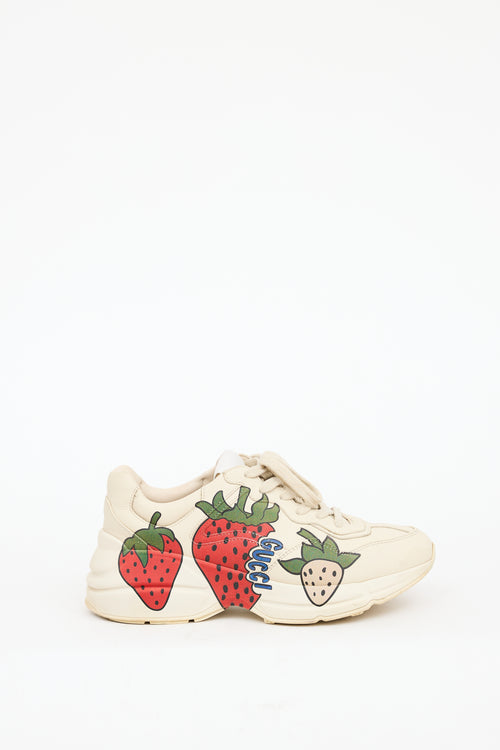 Gucci Beige & Multicolour Leather Rhyton Strawberry Sneaker