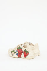 Gucci Beige & Multicolour Leather Rhyton Strawberry Sneaker