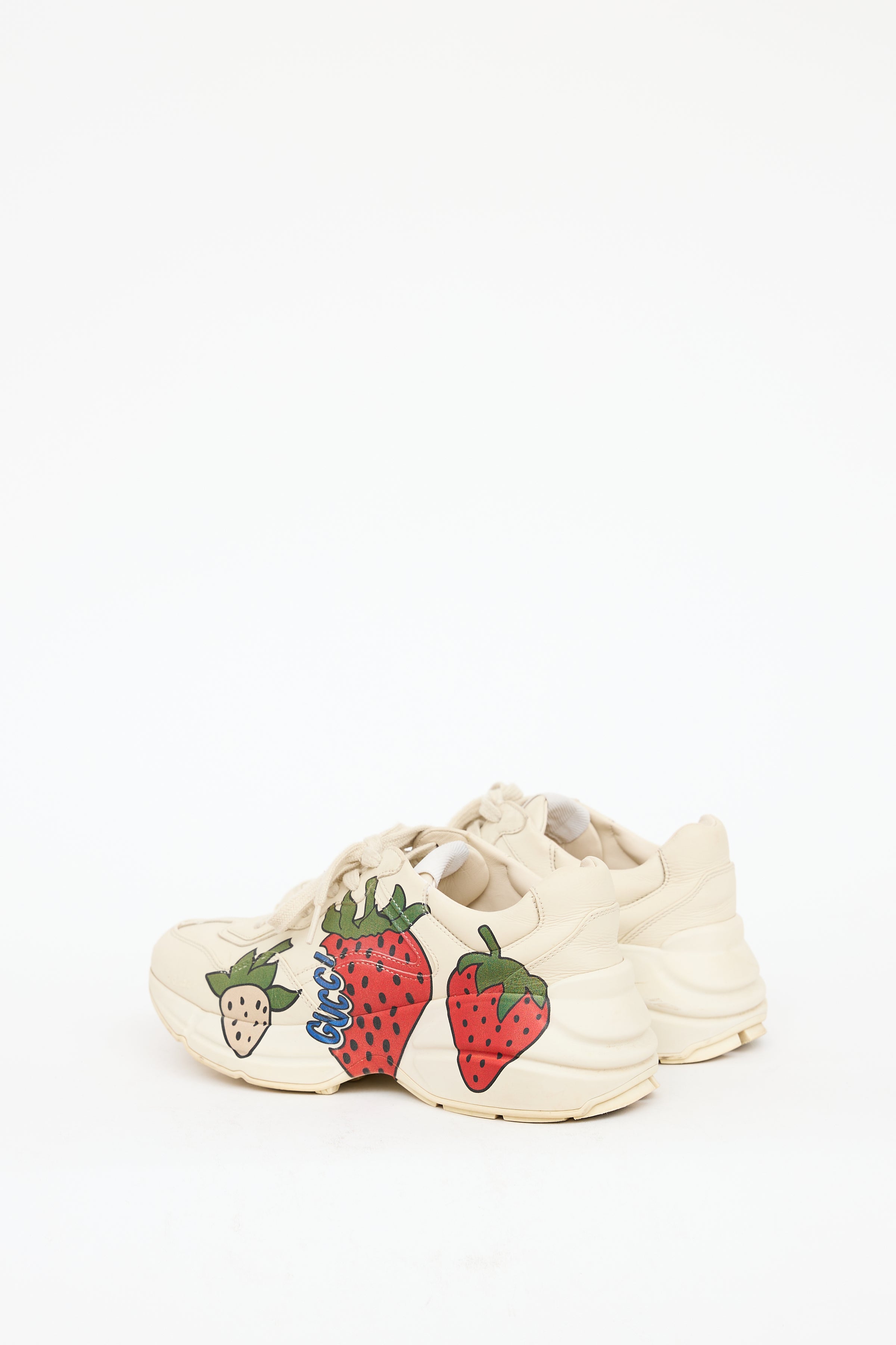 Gucci // Beige & Multicolour Rhyton Strawberry Sneaker – VSP