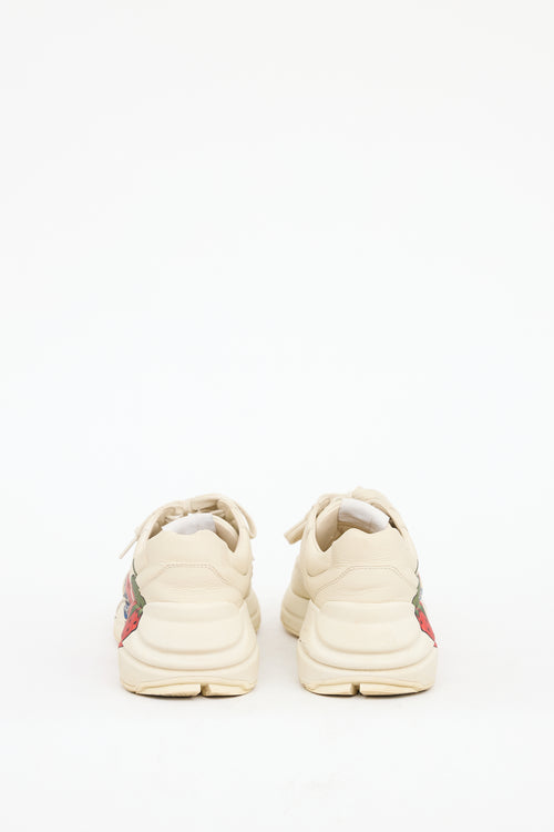Gucci Beige & Multicolour Leather Rhyton Strawberry Sneaker