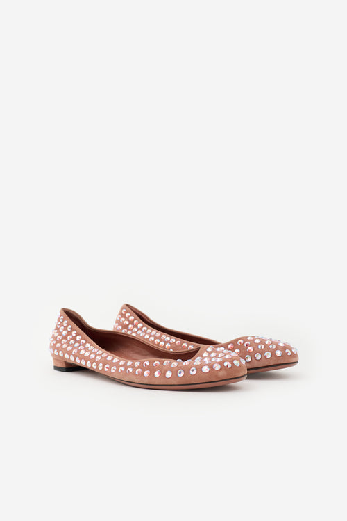 Gucci Suede Embellished Flat