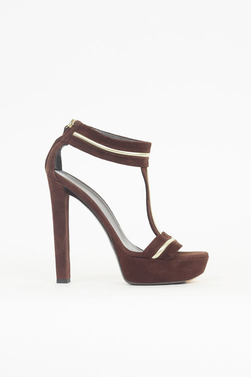 Gucci Suede T-Strap Heel