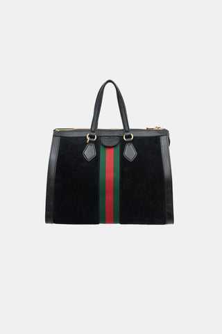 Gucci Suede Web Ophidia Boston Bag