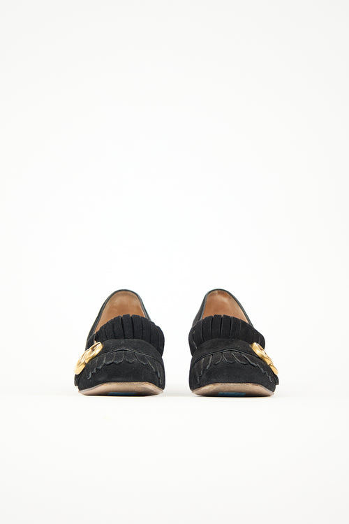 Gucci Suede GG Fringe Pump