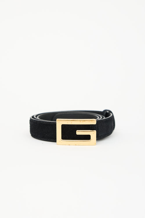 Gucci Suede G Slim Belt