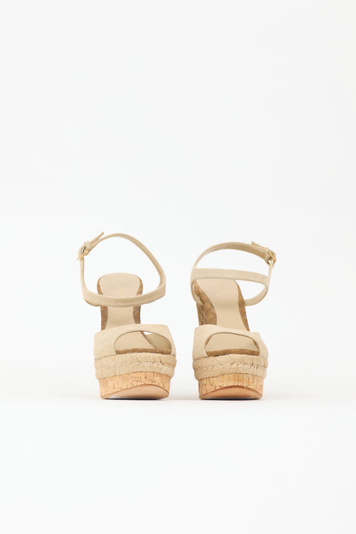 Gucci Suede Guccissima Wedge Sandal
