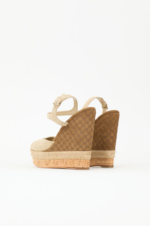 Gucci Suede Guccissima Wedge Sandal