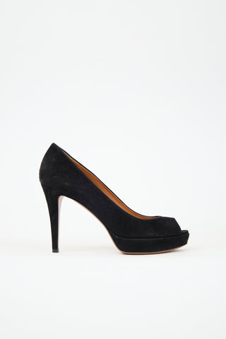 Gucci Suede Peep Toe Pump