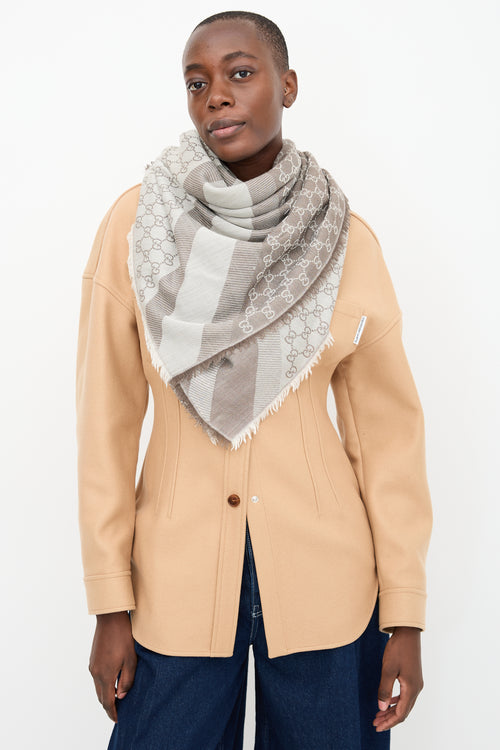 Gucci Silk & Wool GG Monogram Scarf