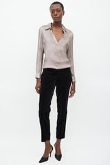Gucci Taupe Sparkly V-Neck Top