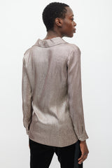Gucci Taupe Sparkly V-Neck Top