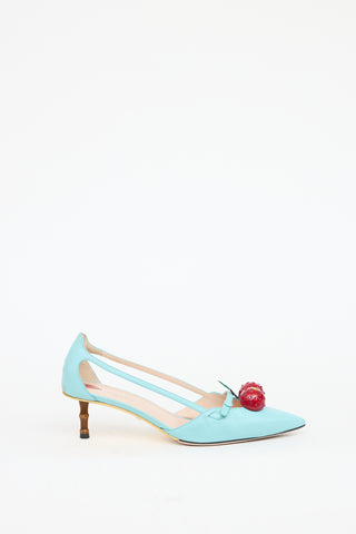 Gucci Blue & Red Leather Unia Cherry Pump