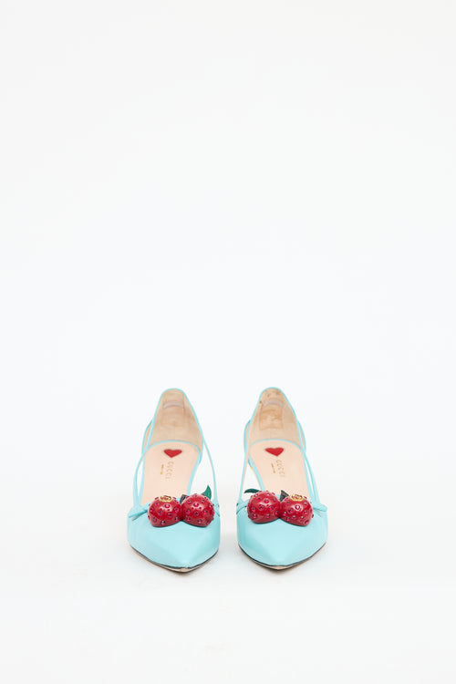 Gucci Blue & Red Leather Unia Cherry Pump