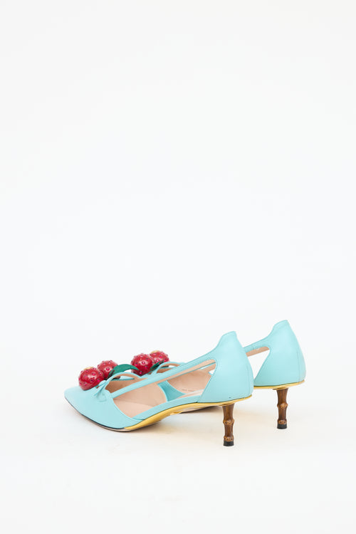 Gucci Blue & Red Leather Unia Cherry Pump