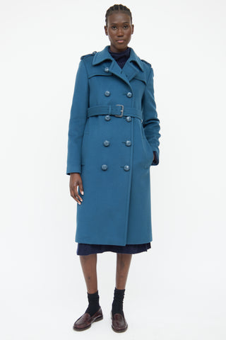 Gucci Blue Wool Trench Coat
