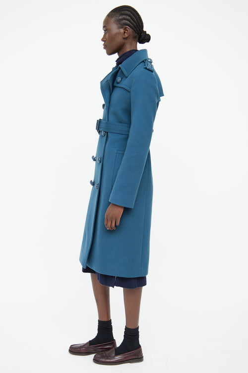 Gucci Blue Wool Trench Coat