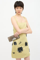 Gucci Textured Leather Crystal Broadway Clutch