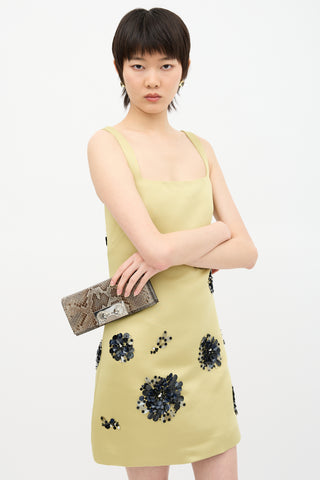 Gucci Textured Leather Crystal Broadway Clutch