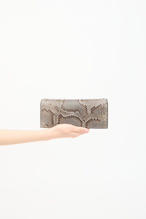Gucci Textured Leather Crystal Broadway Clutch