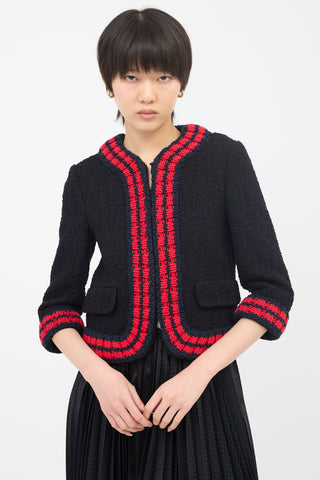 Gucci Tweed Knit Trim Jacket