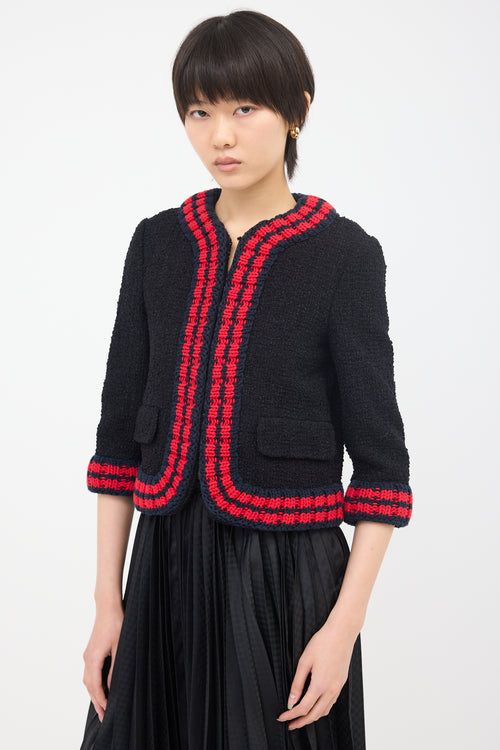 Gucci Tweed Knit Trim Jacket