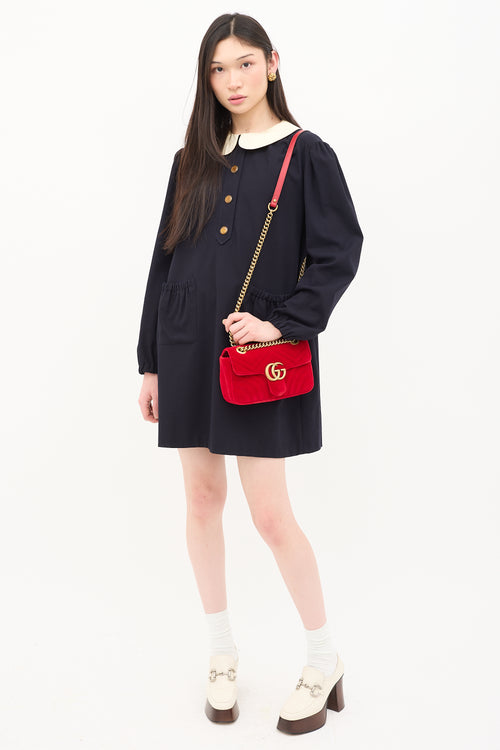 Gucci Velvet GG Marmont Mini Shoulder Bag