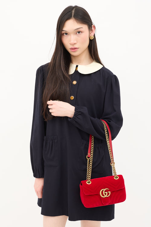 Gucci Velvet GG Marmont Mini Shoulder Bag