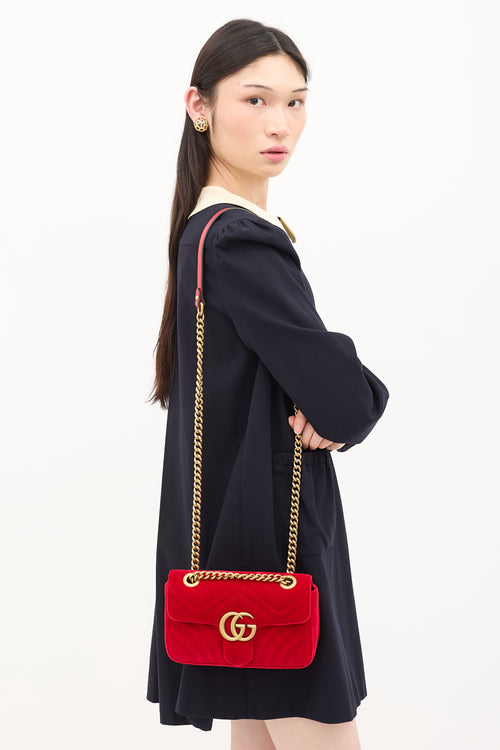 Gucci Velvet GG Marmont Mini Shoulder Bag