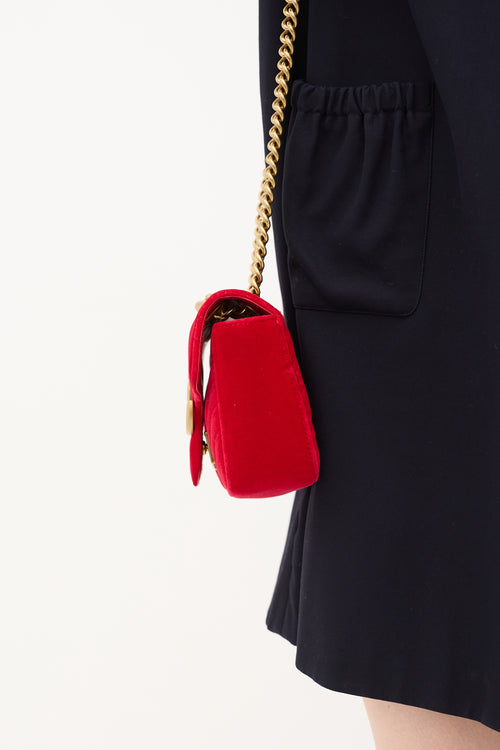 Gucci Velvet GG Marmont Mini Shoulder Bag