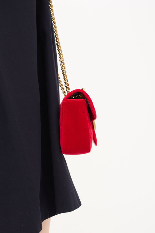 Gucci Velvet GG Marmont Mini Shoulder Bag