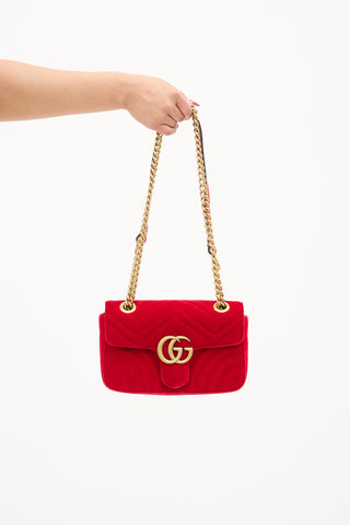 Gucci Velvet GG Marmont Mini Shoulder Bag