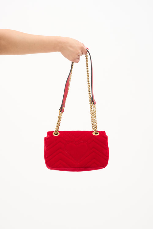 Gucci Velvet GG Marmont Mini Shoulder Bag