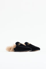 Gucci Velvet & Fur Princetown Mule