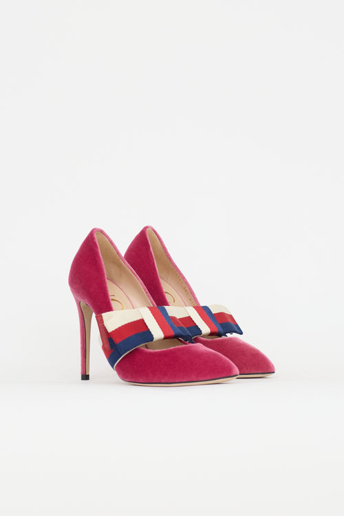 Gucci Velvet Sylvie Bow Pump