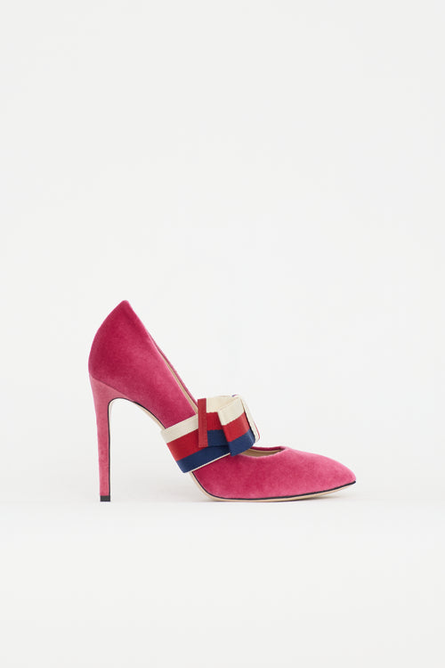 Gucci Velvet Sylvie Bow Pump