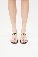 Gucci Vintage Black & Gold Heeled Sandal