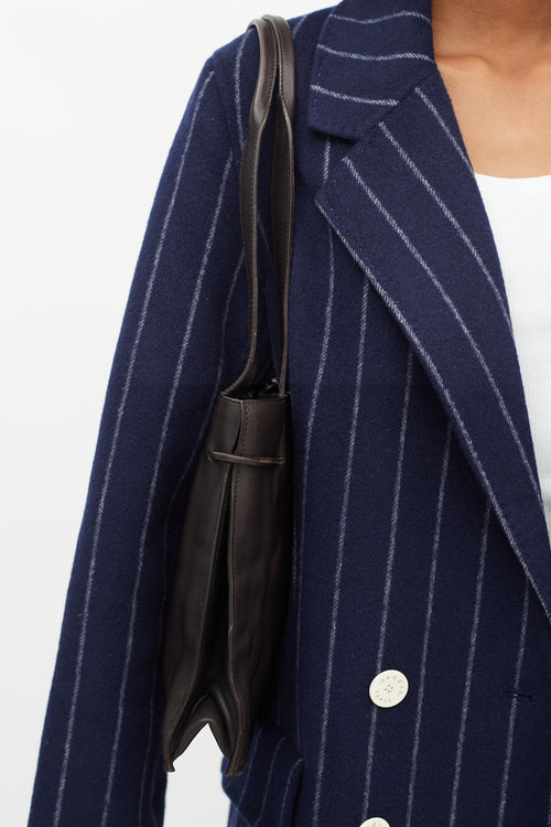 Gucci Vintage Dark Brown Leather Drawstring Shoulder Bag